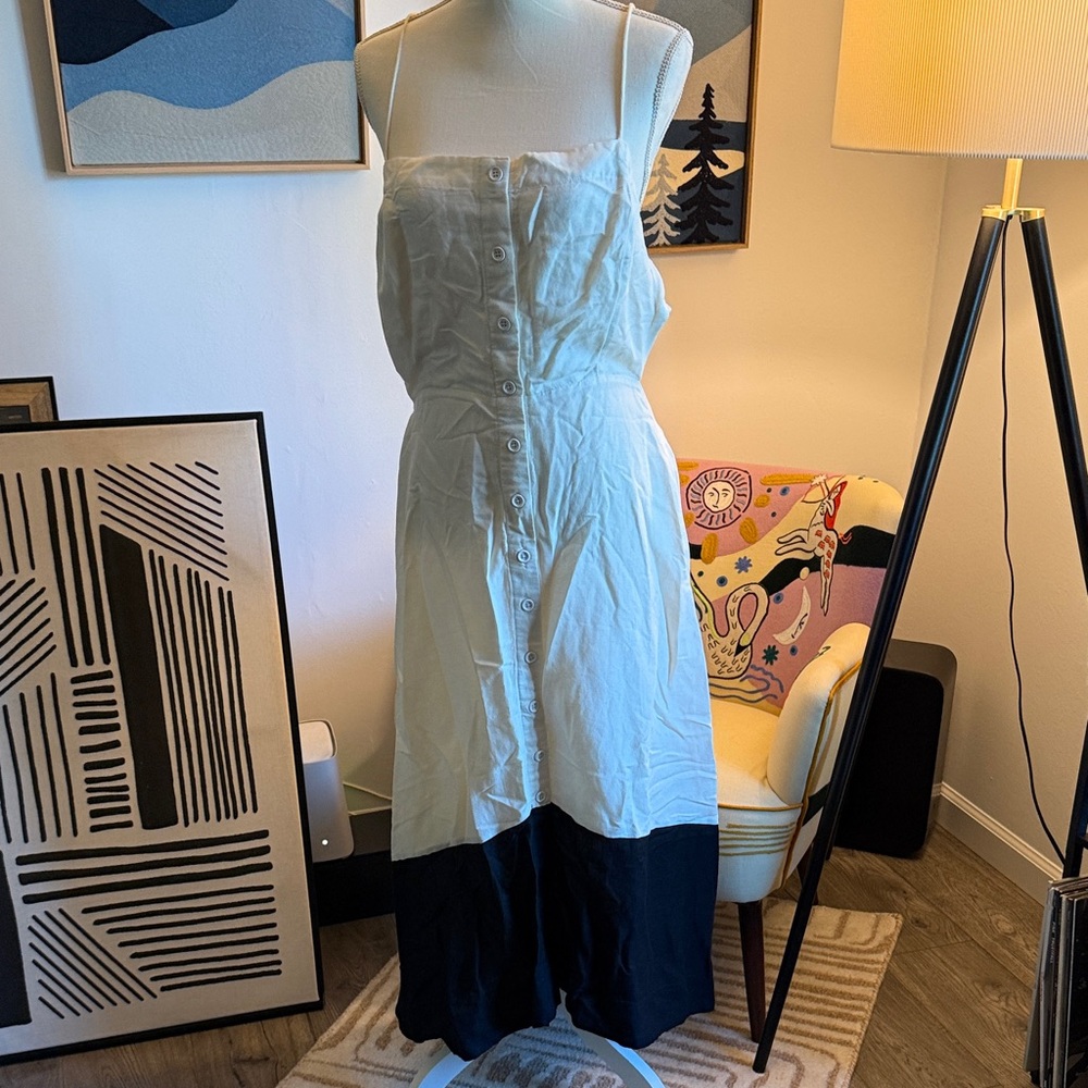 Anthropologie Elegant Two-Tone Button-Down Dress